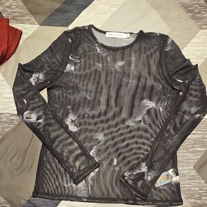 Rebecca Minkoff Black Floral Sheer Blouse